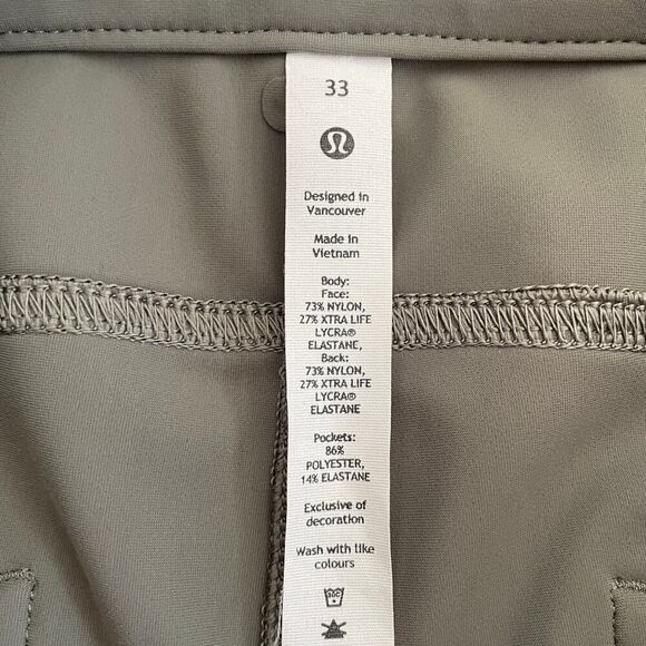Lululemon City Sleek Slim-Fit High-Rise Pant Grey Sage - Plus Size: 33 - Picture 6 of 11